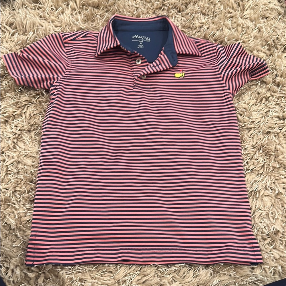 Masters Pink and Navy Striped Polo Shirt